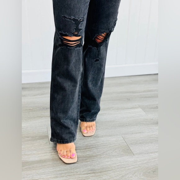 NWT Judy Blue 90's Rigid Magic Straight Leg Jeans - Black Size 15 - Picture 3 of 10